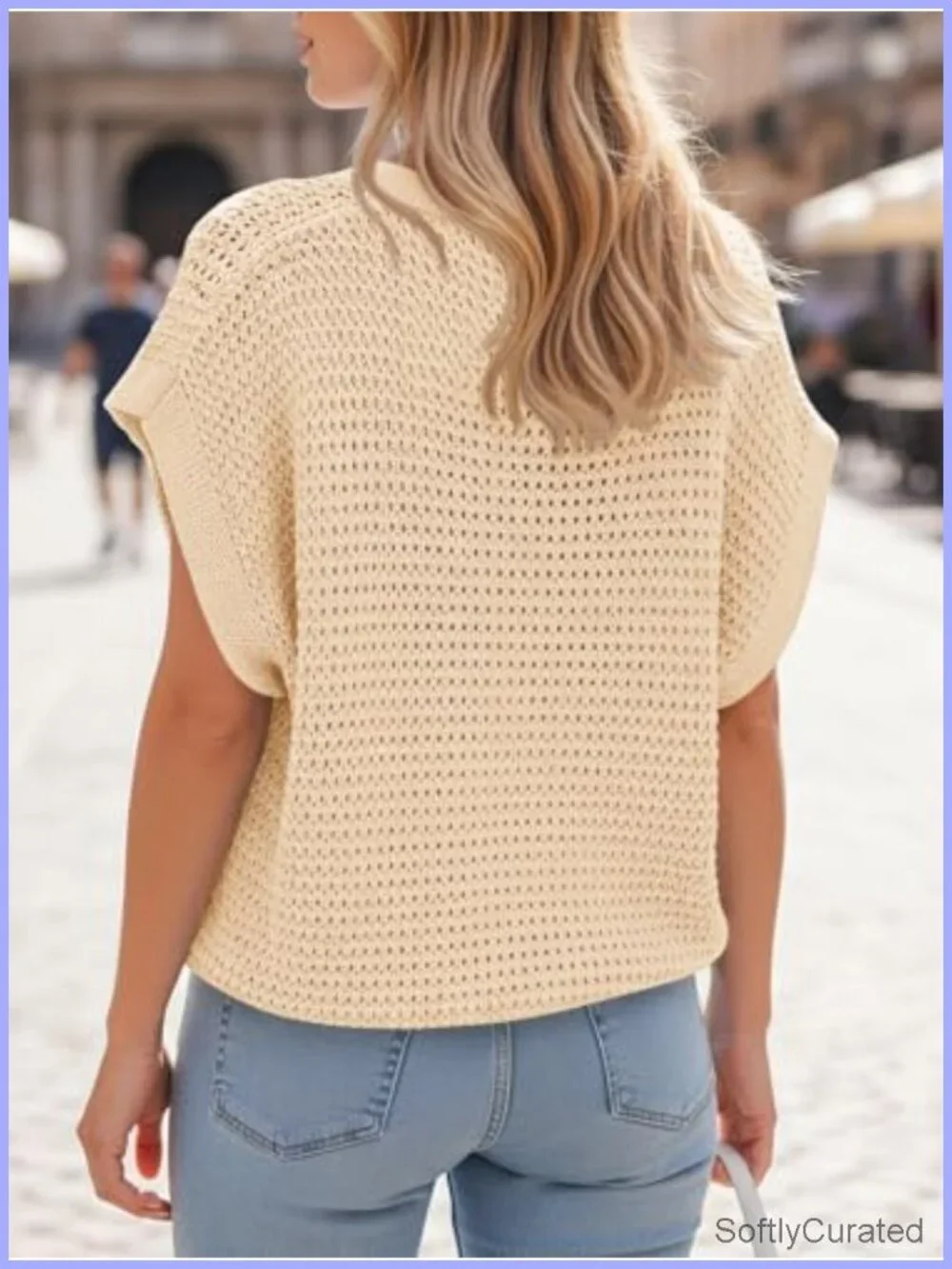 Short Sleeve Crochet Cardigan Sweater V-Neck Button Down Beach Cover Up
